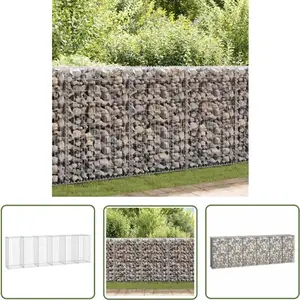 The Living Store - Mur en gabion avec couvercles Acier galvanisé 300 x 50 x 100 cm - Mur En Gabion - Cloture Metallique - Panneau De CloreVendu parkaufland