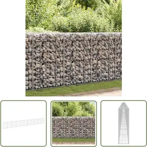 The Living Store Mur en gabion avec couvercles Acier galvanisé 900x30x100 cm - Mur En Gabion - Cloture Gabion - Panneau De Clôture - Clôture Rigide - Décoration pas cher