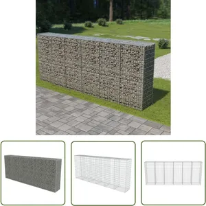 The Living Store - Mur en gabion avec couvercles Acier galvanisé 300 x 50 x 150 cm Argent