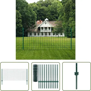 Clôture Euro Acier 20x0,8 m Vert - Clôture Euro - Clôture D'extérieur - Clôture En Acier - Clôture Pvc - Clôture Verte - The Living Store pas cher