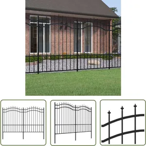 Clôture de jardin avec sommet de lance Noir 190 cm - Clôture Jardin - Clôture Métal - Clôture Design - Clôture Sécurisée - Clôture Noire - The Living pas cher