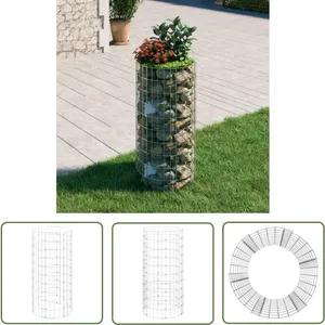 The Living Store Poteau à gabion circulaire Acier galvanisé Ø50x100 cm - Clôture Ronde - Gabion Rond - Bordure Jardin - Panneau Décoratif - Jardinière Métallique pas cher