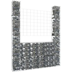 Panier de gabion en forme de u avec 2 poteaux Fer 140x20x200 cm The Li... pas cher