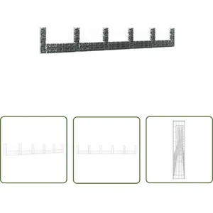 The Living Store Panier de gabion en forme de u avec 6 poteaux Fer 620x20x100 cm - Panneau De Cloture - Gabion - Clôture Jardin - Mur De Soutènement - DécorationVendu parkaufland