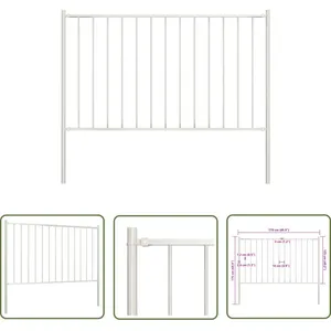 The Living Store - Panneau de clôture poteau Acier enduit poudre 1,7x1,25 m Blanc - Clôture Jardin - Panneaux De Clôture - Clôture Blanche - Clôture pas cher