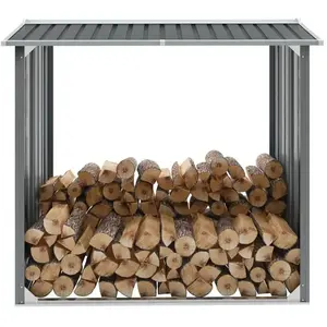 Abri de stockage de bois Acier galvanisé 172x91x154 cm Gris - The Living Store pas cher
