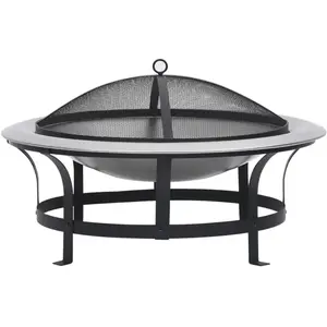 Foyer extérieur avec gril en acier inoxydable 76 cm - The Living Store pas cher