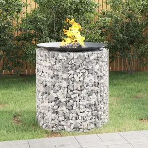 Foyer en gabion ø 100 cm fer galvanisé The Living Store Argent pas cher