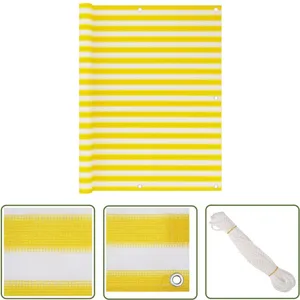 Doc&et² - The Living Store Écran de balcon Jaune et blanc 120x500 cm pehd - Écran De Balcon - Parasol - Voile D'ombrage - Intimité Balcon pas cher