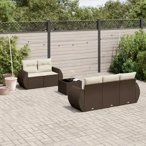 vidaXL Salon de jardin avec coussins 6 pcs marron résine tressée pas cher