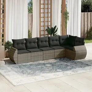 vidaXL Salon de jardin 6 pcs avec coussins gris résine tressée pas cher