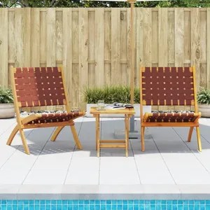 vidaXL Chaises pliables de jardin lot de 2 et table rouge bois massif pas cher