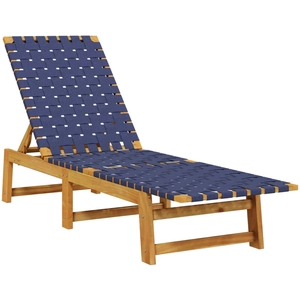vidaXL Chaises longues lot de 2 bleu bois d'acacia solide et tissu
