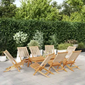 vidaXL Chaises de jardin pliantes lot de 8 beige bois d'acacia massif pas cher