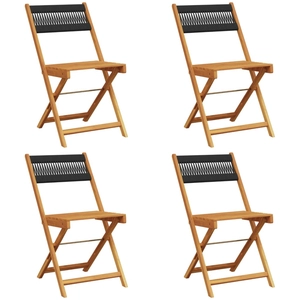 vidaXL Chaises de jardin pliantes lot de 8 noir bois d'acacia massif pas cher