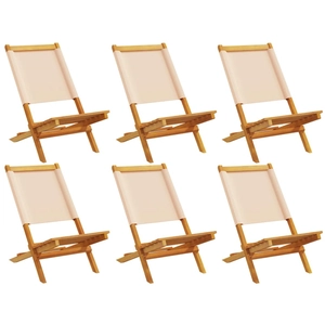 vidaXL Chaises de jardin pliantes lot de 8 beige tissu et bois massif pas cher