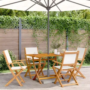 Comparateur de prix : vidaXL Chaises de jardin pliantes lot de 4 tissu et bois massif