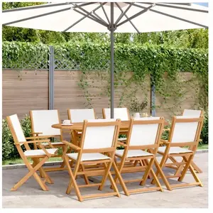 Comparateur de prix : vidaXL Chaises de jardin pliantes lot de 8 tissu et bois massif