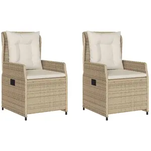 Comparateur de prix : vidaXL Chaises inclinables de jardin lot de 2 beige résine tressée