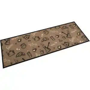 vidaXL Tapis de cuisine lavable imprimé Morning brun 60x180 cm velours pas cher