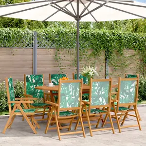 vidaXL Chaises inclinables de jardin lot de 8 vert tissu bois massif pas cher