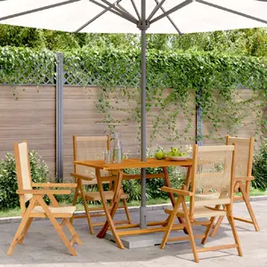 vidaXL Chaises inclinables de jardin lot de 4 beige bois massif acacia pas cher