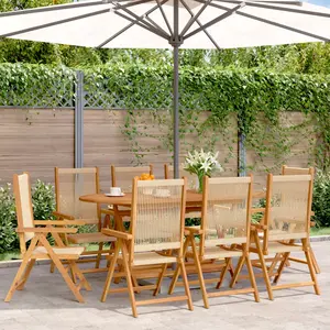 vidaXL Chaises inclinables de jardin lot de 8 beige bois massif acacia pas cher