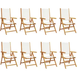 vidaXL Chaises inclinables de jardin lot de 8 tissu et bois massif pas cher