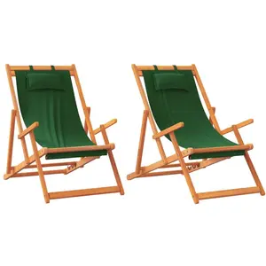 Comparateur de prix : vidaXL Chaises de plage pliables lot de 2 vert tissu
