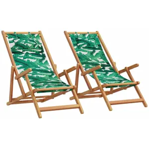 Comparateur de prix : vidaXL Chaises de plage pliantes lot de 2 tissu et bois massif