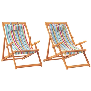 vidaXL Chaises de plage pliables lot de 2 multicolore tissu pas cher