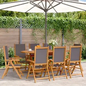 vidaXL Chaises inclinables de jardin lot de 8 tissu et bois massif pas cher