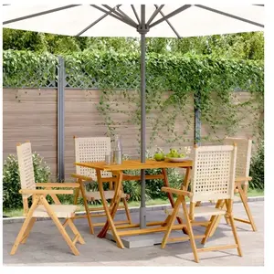 vidaXL Chaises inclinables de jardin lot de 4 beige rotin bois massif pas cher
