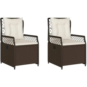 vidaXL Chaises inclinables de jardin lot de 2 marron résine tressée pas cher