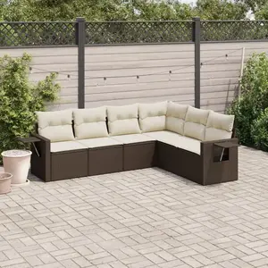 vidaXL Salon de jardin avec coussins 6 pcs marron résine tressée pas cher