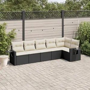vidaXL Salon de jardin 6 pcs avec coussins noir résine tressée pas cher