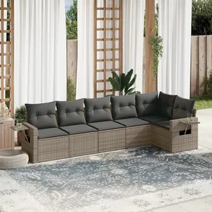 vidaXL Salon de jardin 6 pcs avec coussins gris résine tressée pas cher