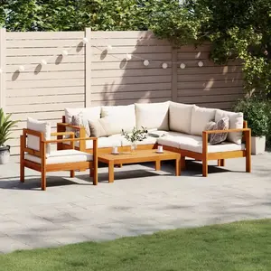 vidaXL Salon de jardin avec coussins 5 pcs Bois d'acacia solide pas cher