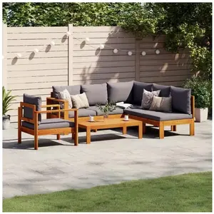 vidaXL Salon de jardin avec coussins 5 pcs Bois d'acacia solide pas cher