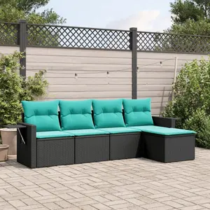 Comparateur de prix : vidaXL Salon de jardin 5 pcs avec coussins noir résine tressée