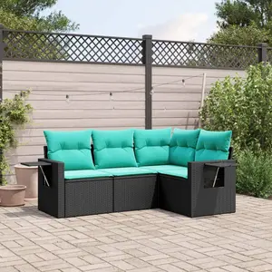 Comparateur de prix : vidaXL Salon de jardin 4 pcs avec coussins noir résine tressée