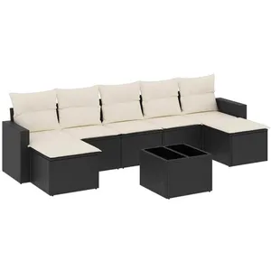 vidaXL Salon de jardin 8 pcs avec coussins noir résine tressée pas cher