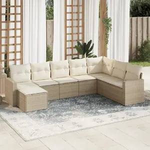 vidaXL Salon de jardin avec coussins 8 pcs beige résine tressée pas cher