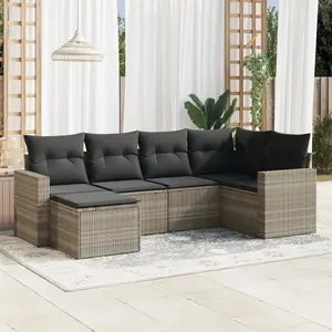 vidaXL Salon de jardin 6 pcs avec coussins gris clair résine tressée pas cher