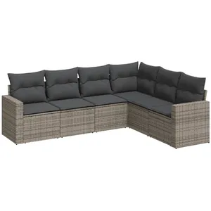 vidaXL Salon de jardin 6 pcs avec coussins gris résine tressée pas cher