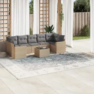 vidaXL Salon de jardin avec coussins 8 pcs beige résine tressée pas cher