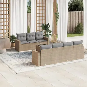 vidaXL Salon de jardin avec coussins 8 pcs beige résine tressée pas cher