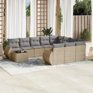 Comparateur de prix : vidaXL Salon de jardin 11 pcs avec coussins beige résine tressée