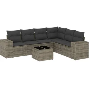 vidaXL Salon de jardin avec coussins 7 pcs gris résine tressée pas cher