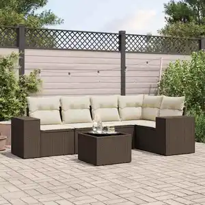 Comparateur de prix : vidaXL Salon de jardin avec coussins 6 pcs marron résine tressée